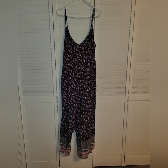 Boho Floral Jumpsuit with Trim - Picture 2 of 5